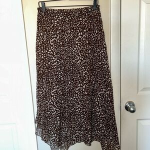 Japna Brown and White Asymmetrical Skirt